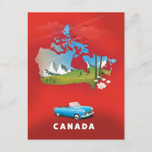 Postal Impresión de viaje ilustrada de Canadá.