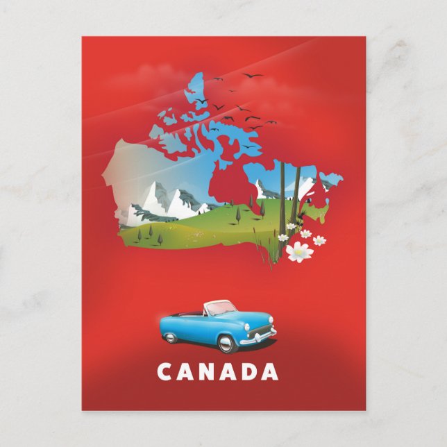 Postal Impresión de viaje ilustrada de Canadá. (Anverso)