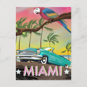 Postal Impresión de viaje retro vintage de Miami