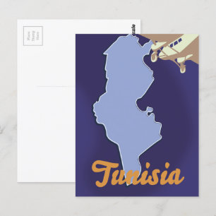 Postal Impresión de viaje vintage de Túnez