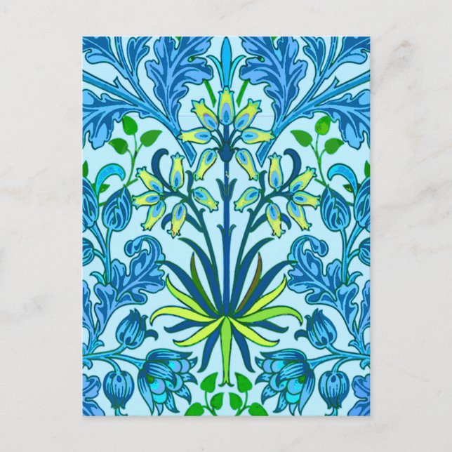 Postal Impresión de William Morris Hyacinth, azul cerulea (Anverso)