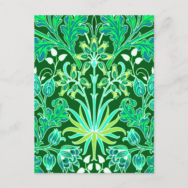 Postal Impresión de William Morris Hyacinth, verde esmera (Anverso)