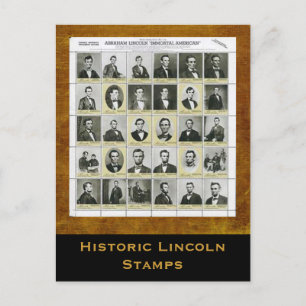Postal Impresión histórica de timbres de Lincoln
