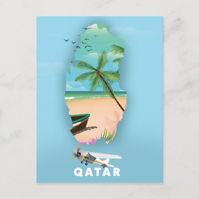 Postal Impresión ilustrada de afiches de viaje en Qatar (Anverso)