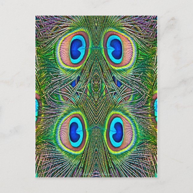 Postal Impresión Kaleidoscope de plumas de pavo real (Anverso)