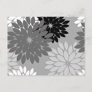Postal Impresión moderna de kimono floral, gris, negro y 