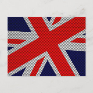 Postal Impresión moderna de Union Jack on Carbon Fiber St
