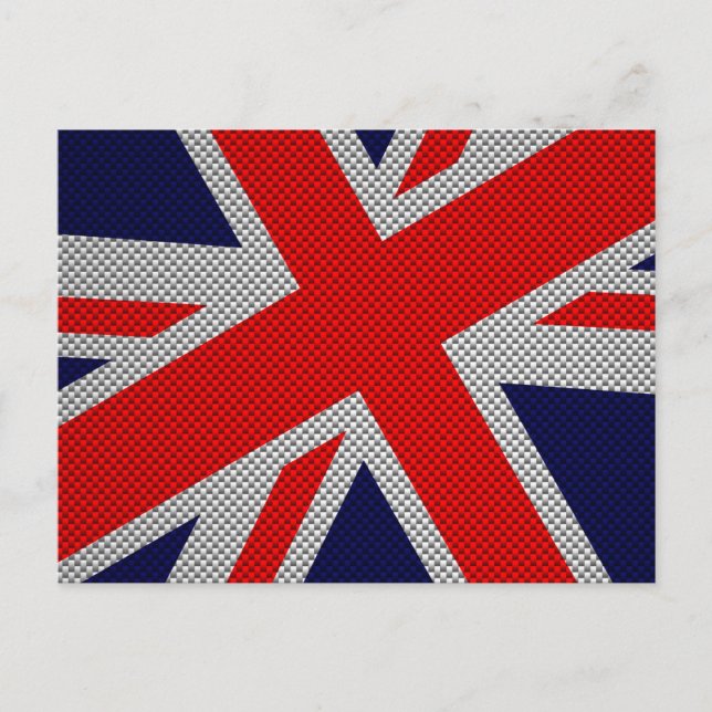 Postal Impresión moderna de Union Jack on Carbon Fiber St (Anverso)