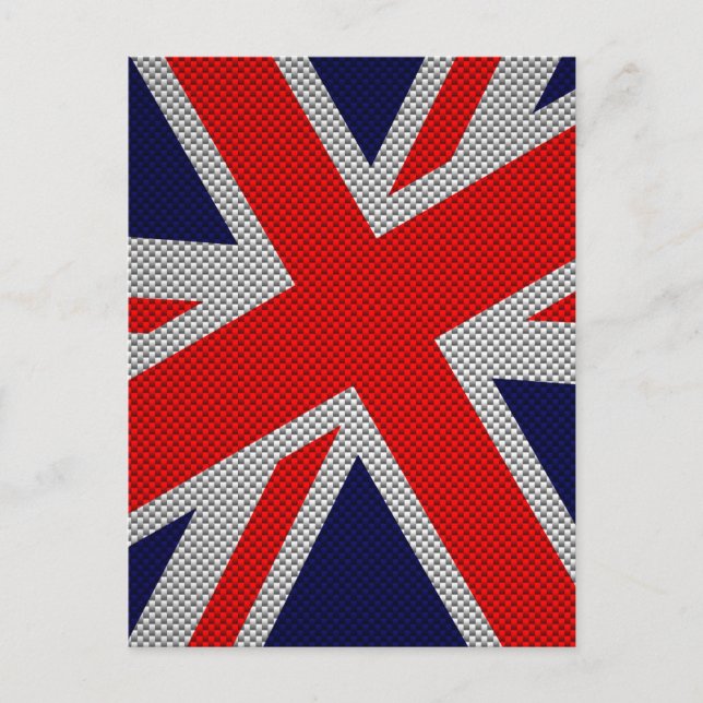 Postal Impresión moderna de Union Jack on Carbon Fiber St (Anverso)