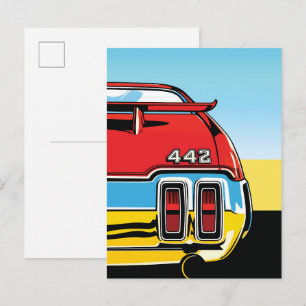 Postal Impresión Retro Pop Art de Alerón Trasero de Muscl