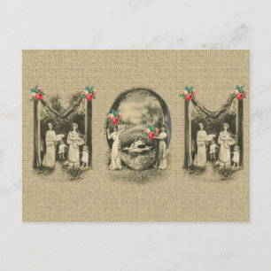 Postal Impresión vintage de la madre y los niños 'MOM'