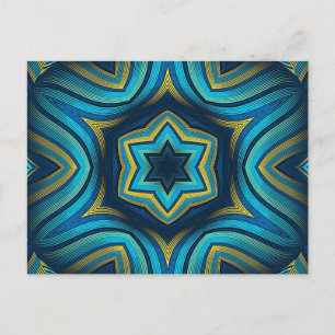 Postal Impresionante Arte de Mándala Abstracto Azul y Ama