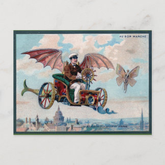 Postal Impresionante auto volador de Steampunk en Victori