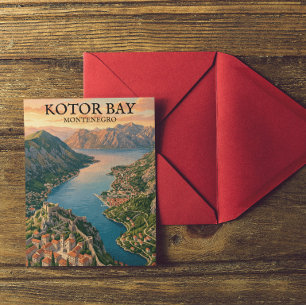 Postal Impresionante bahía de Kotor Montenegro Viaje vint