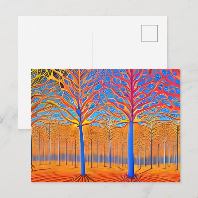 Postal Impresionante bosque de bosques de arte moderno (Anverso / Reverso)
