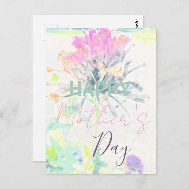 Postal Impresionante de la floral abstracta moderna Día d (Anverso / Reverso)