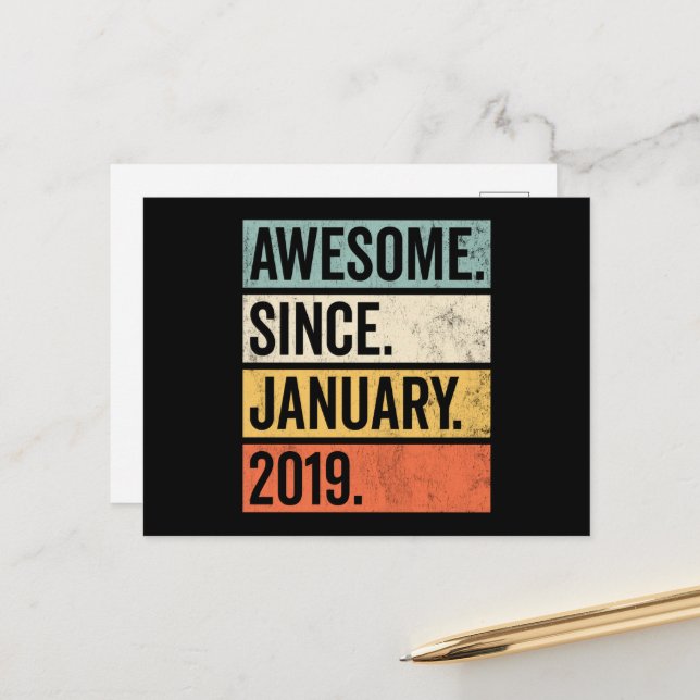 Postal Impresionante desde enero de 2019 Cumpleaños (Anverso/Reverso In Situ)