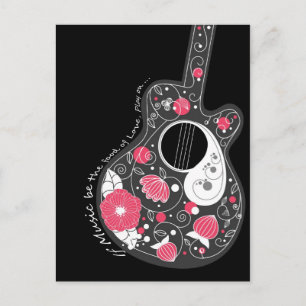 Postal Impresionante guitarra de flores frescas lindo tre