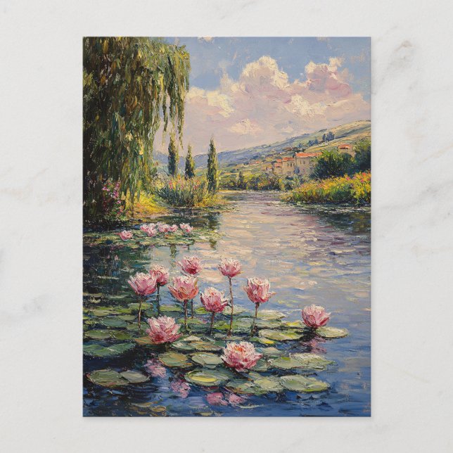 Postal Impresionante Lily Pads Willow Tree (Anverso)