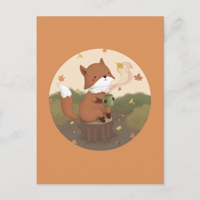 Postal Impresionante otoño: Fox (Anverso)