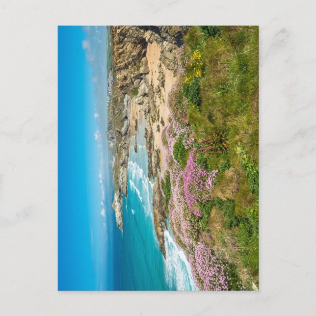 Postal Impresionante paisaje costero con la playa de Newq (Anverso)