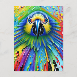 Postal Impresionante papelera colorida Paint Parrot