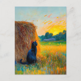 Postal Impresionante pintura al óleo del gato de Haystack