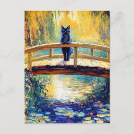 Postal Impresionante pintura de aceite de estanque de gat