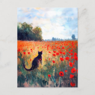 Postal Impresionante pintura de aceite de gato en campo d