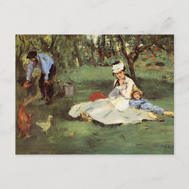 Postal Impresionante pintura de jardín familiar francés M (Anverso)