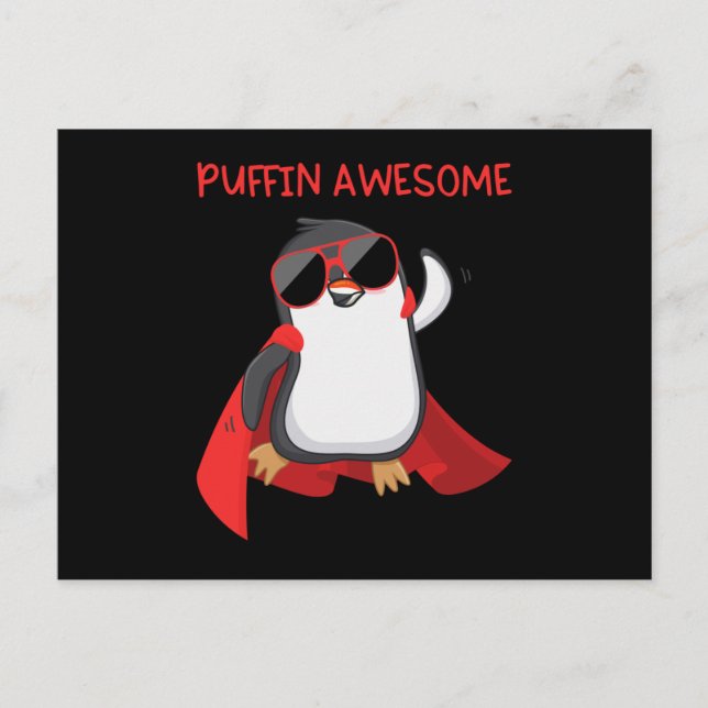 Postal Impresionante regalo de Superhéroe de Puffin (Anverso)
