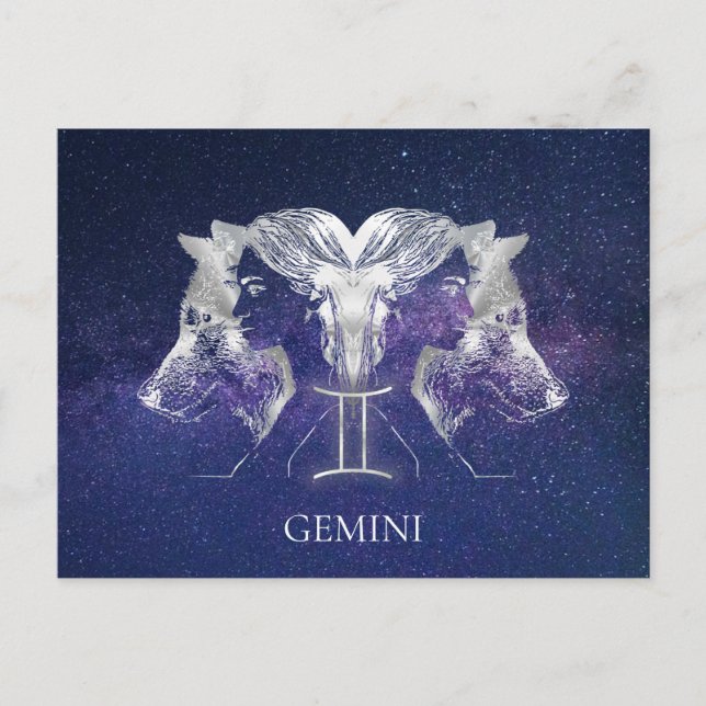 Postal Impresionante Rótulo Sky Gemini Zodiac de Vía Láct (Anverso)
