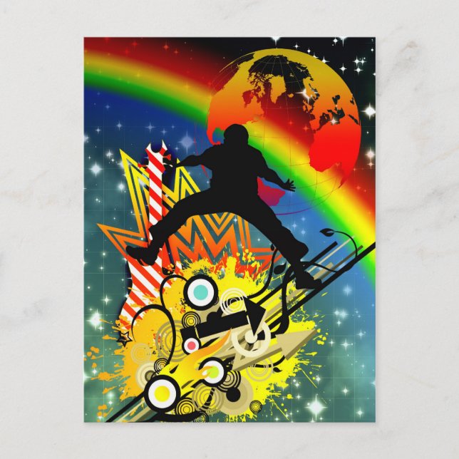 Postal Impresionante y genial música bailarina de silueta (Anverso)