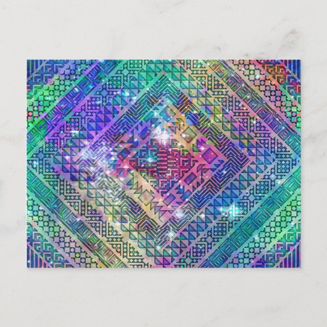 Postal Impresionantes formas de diamante geométrico aztec (Anverso)
