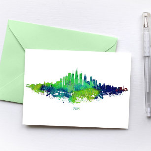 Postal Impresiones de Arte de Acuarela del Horizonte de C