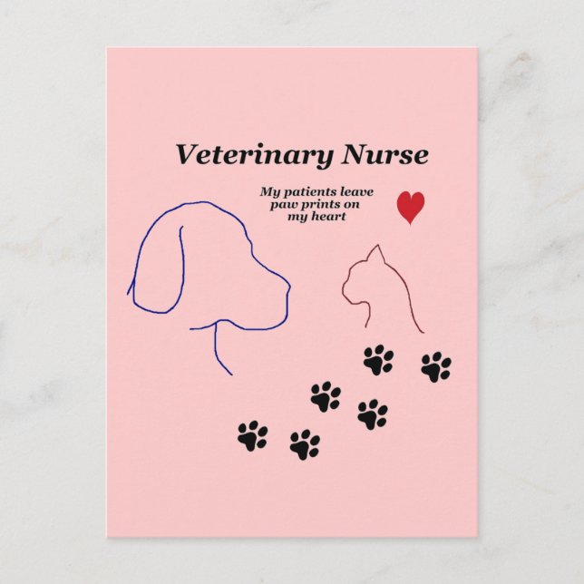 Postal Impresiones veterinarias sobre mi corazón (Anverso)