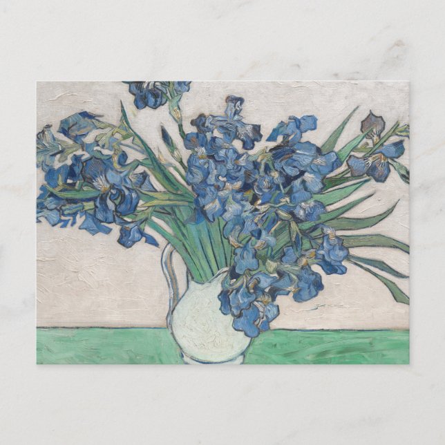 Postal Impresionismo de la pintura Van Gogh Iris Vase (Anverso)