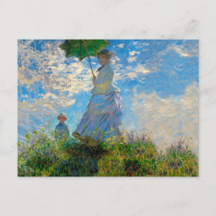 Postal Impresionismo de Monet Woman Parasol
