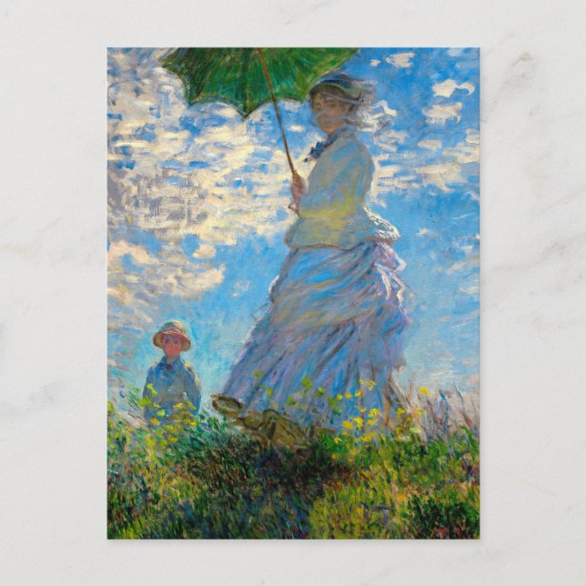 Postal Impresionismo de Monet Woman Parasol (Anverso)