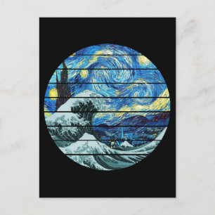 POSTAL IMPRESIONISMO NOCHE ESTRELLADA OLA DE KANAGAWA ART
