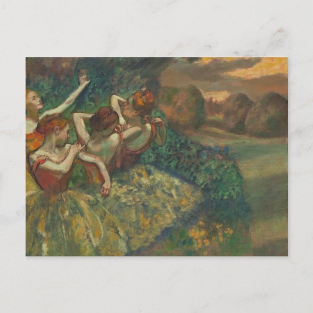 Postal Impresionista de los cuatro bailarines Edgar Degas (Anverso)