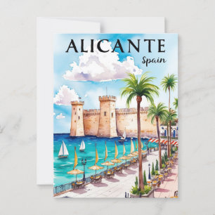 Postal Impreso Alicante España Viaje Postcard Art