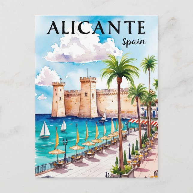 Postal Impreso Alicante España Viaje Postcard Art (Anverso)