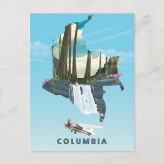 Postal Impreso de cartel de viaje del mapa ilustrado de C