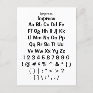 Postal Impress - Hoja de ejemplo de tipos de letra Zazzle