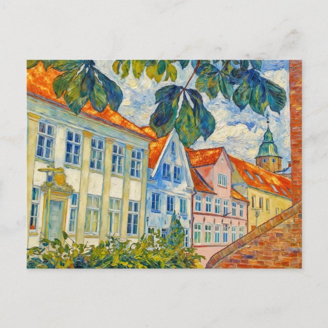 Postal Impressionist Town Scene in Glueckstadt with Histo (Anverso)