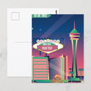 Postal Imprimible en la línea de horizonte de Las Vegas, 