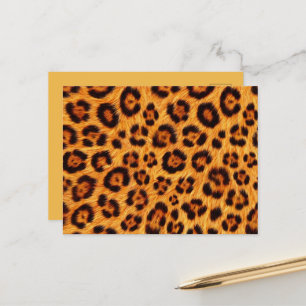 Postal Imprimir Leopardo Salvaje Dorado Naranja Ámbar Asp