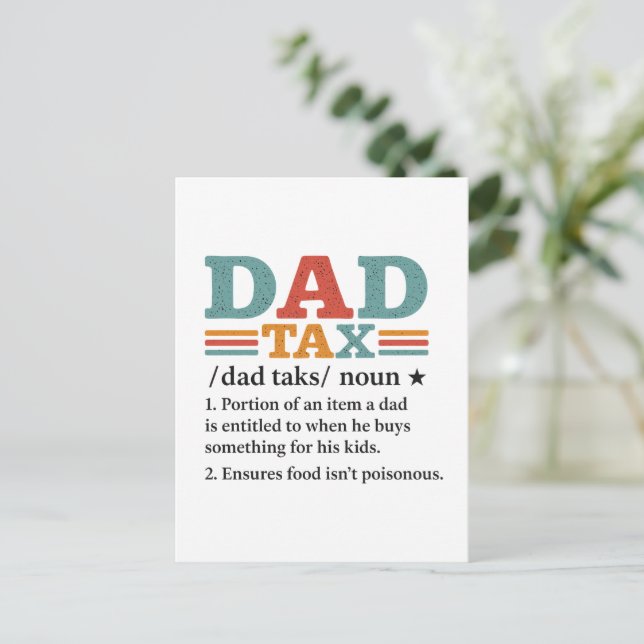 Postal Impuesto a papá - Divertida definición de paternid (Anverso de pie)