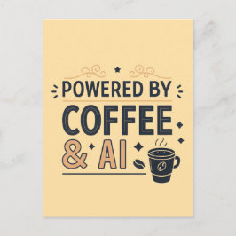 Postal Impulsado por Coffee & AI Retro Tech Vector